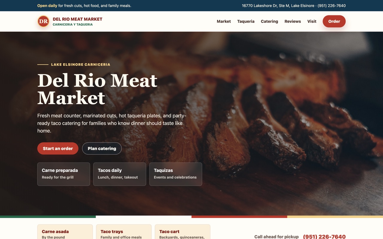 Del Rio Meat Market website homepage